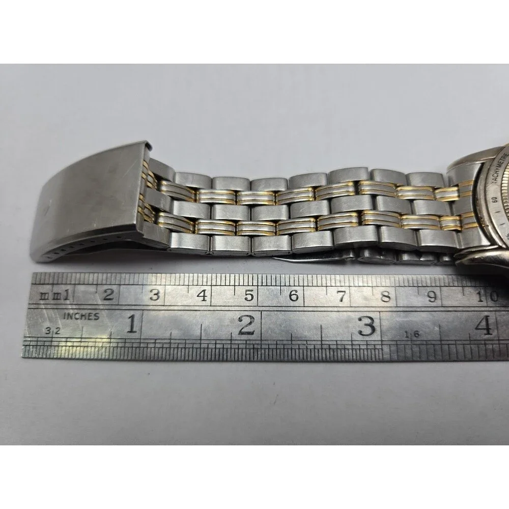 Pierre Cardin Mens Tachymeter Date 41mm Watch Two Tone Silver Gold New Battery